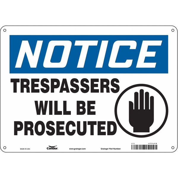 Safety Sign, 10 in Height, 14 in Width, Aluminum, Horizontal Rectangle, English, 473L68