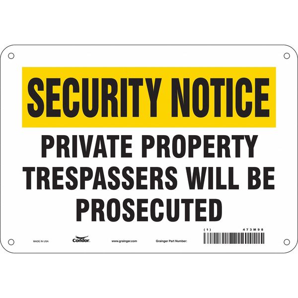 Safety Sign, 7 in Height, 10 in Width, Aluminum, Vertical Rectangle, English, 473M98