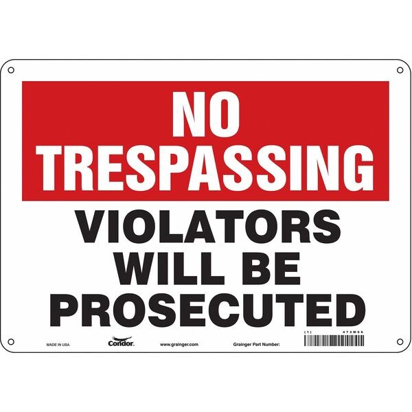 Safety Sign, 10 in Height, 14 in Width, Aluminum, Horizontal Rectangle, English, 473M66