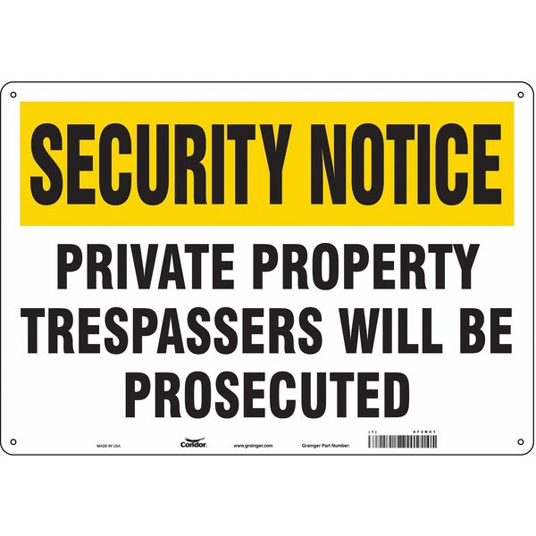 Safety Sign, 14 in H, 20 in W, Aluminum, Horizontal Rectangle, English, 473N01