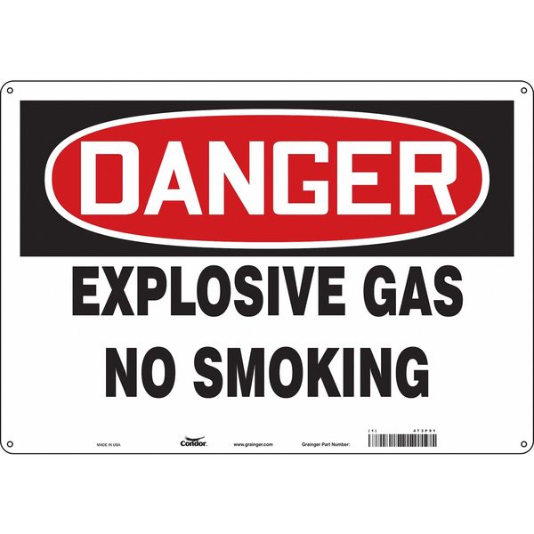No Smoking Sign, 14 in H, 20 in W, Horizontal Rectangle, English, 473P91