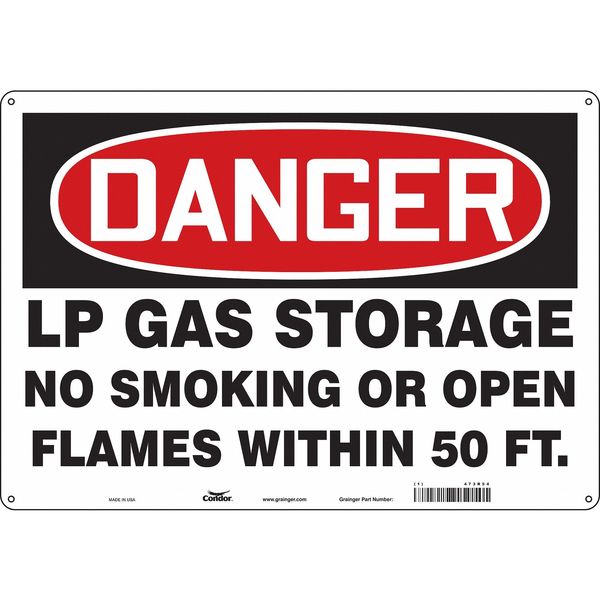 No Smoking Sign, 14 in H, 20 in W, Horizontal Rectangle, English, 473R54