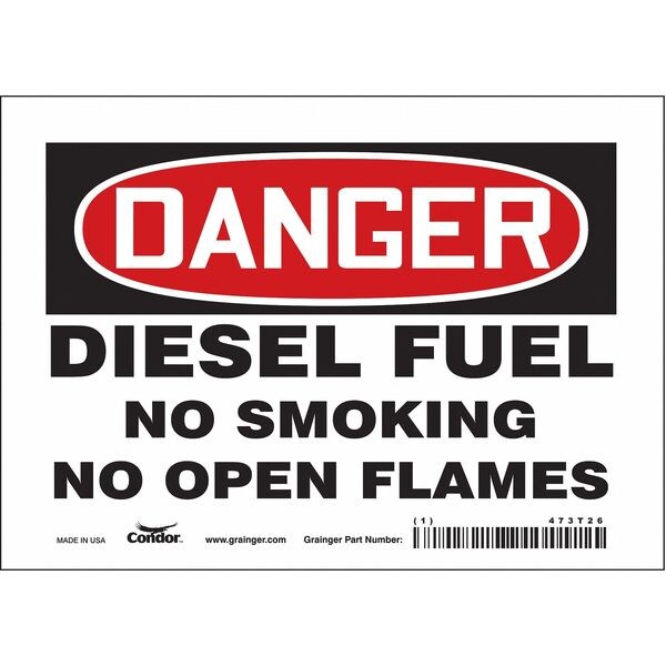No Smoking Sign, 5 in H, 7 in W, Vinyl, Horizontal Rectangle, English, 473T26