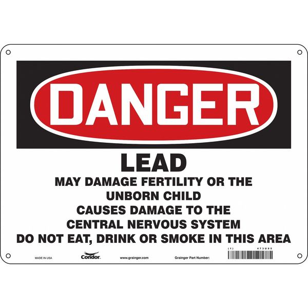 No Smoking Sign, 10 in Height, 14 in Width, Aluminum, Horizontal Rectangle, English
