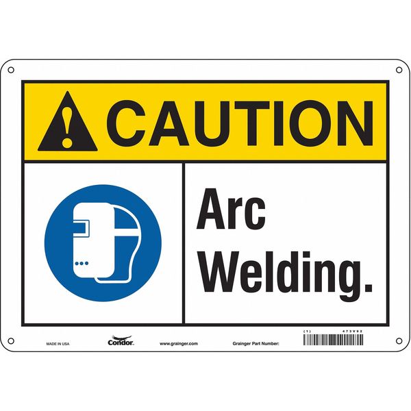 Safety Sign, 10 in Height, 14 in Width, Aluminum, Horizontal Rectangle, English, 473V92