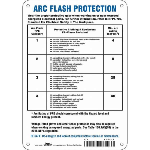 Safety Sign, 10 in Height, 7 in Width, Aluminum, Horizontal Rectangle, English, 473V79