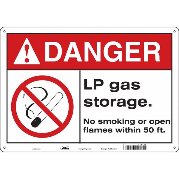 No Smoking Sign, 14 in H, 20 in W, Horizontal Rectangle, English, 473V03