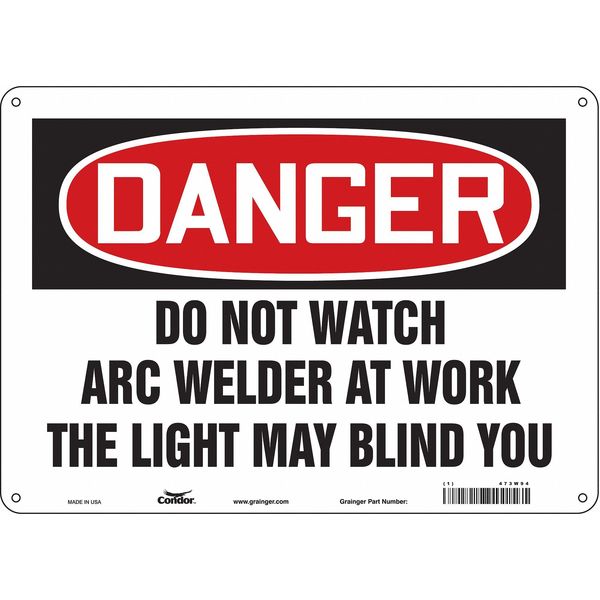 Safety Sign, 10 in Height, 14 in Width, Aluminum, Horizontal Rectangle, English, 473W94