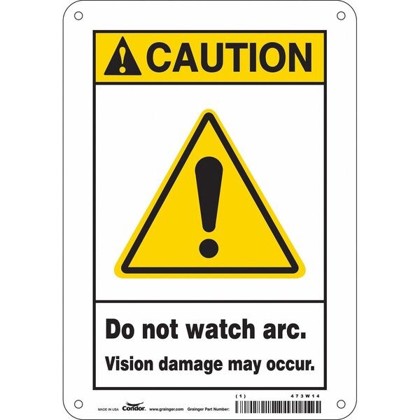 Safety Sign, 10 in Height, 7 in Width, Aluminum, Horizontal Rectangle, English, 473W14