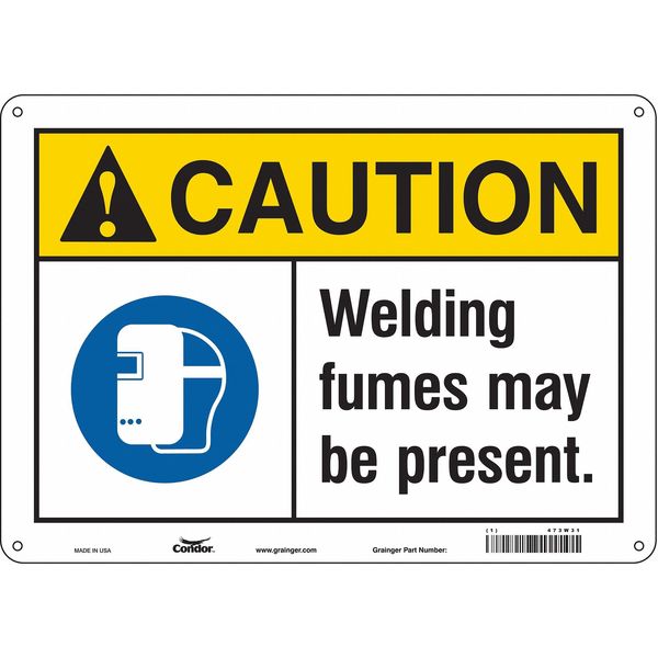 Safety Sign, 10 in Height, 14 in Width, Aluminum, Horizontal Rectangle, English, 473W31
