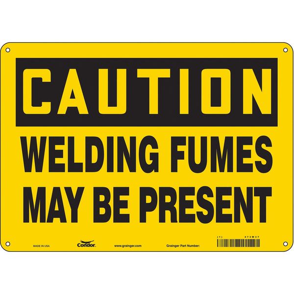Safety Sign, 10 in Height, 14 in Width, Aluminum, Horizontal Rectangle, English, 473W37