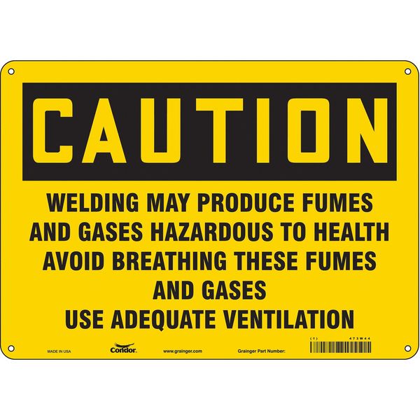 Safety Sign, 10 in Height, 14 in Width, Aluminum, Horizontal Rectangle, English, 473W44