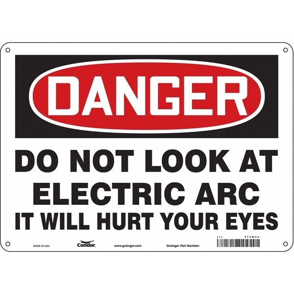 Safety Sign, 10 in Height, 14 in Width, Aluminum, Horizontal Rectangle, English, 473W50
