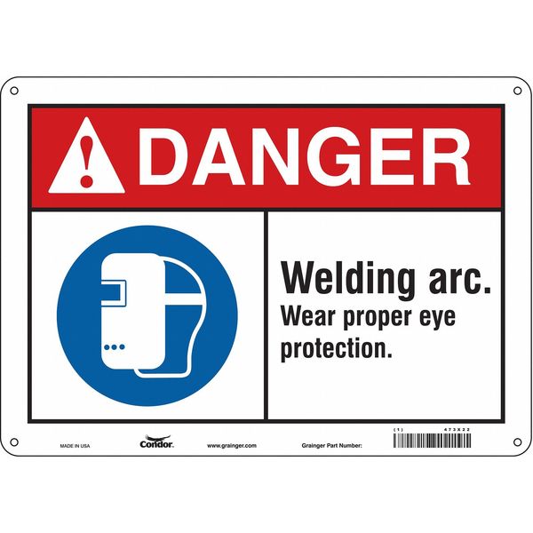 Safety Sign, 10 in Height, 14 in Width, Aluminum, Horizontal Rectangle, English, 473X22