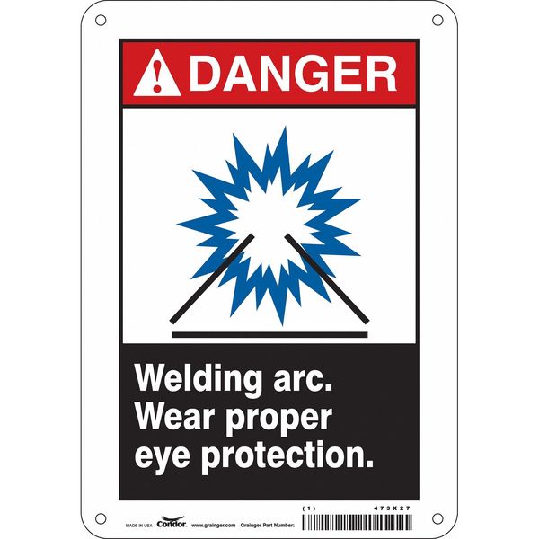 Safety Sign, 10 in Height, 7 in Width, Aluminum, Horizontal Rectangle, English, 473X27