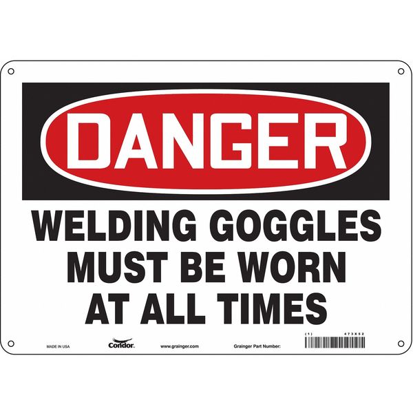 Safety Sign, 10 in Height, 14 in Width, Aluminum, Horizontal Rectangle, English, 473X52