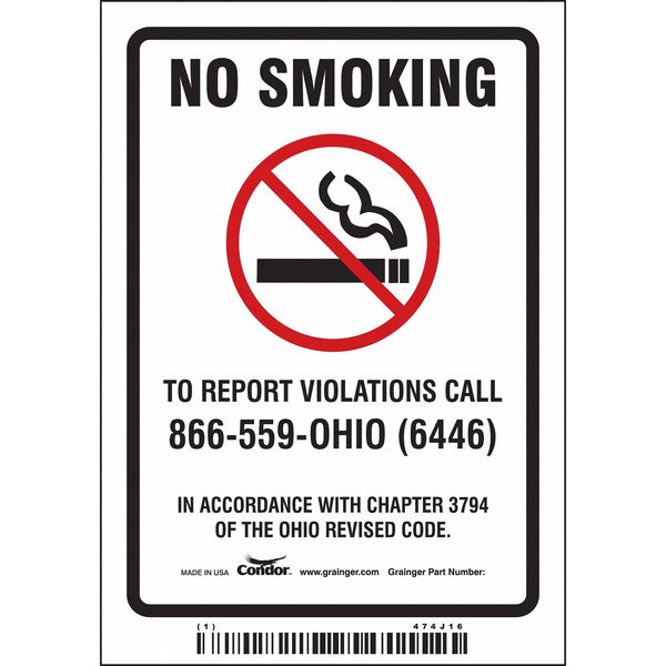 Safety Sign, 5 in H, 3 1/2 in W, Vinyl, Vertical Rectangle, English, 474J16