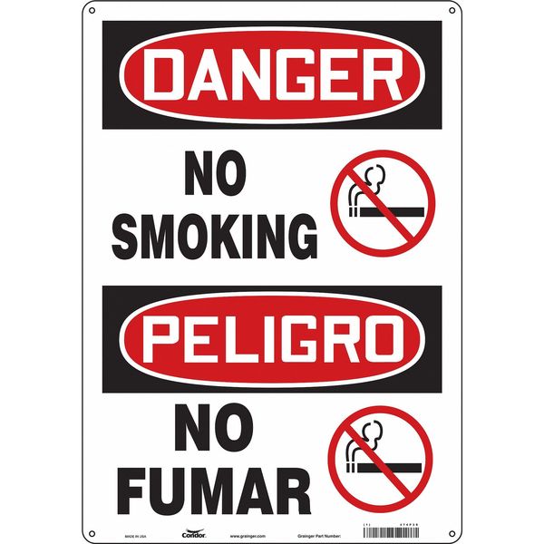 Safety Sign, 20 in H, 14 in W, Vertical Rectangle, English, Spanish, 474P38