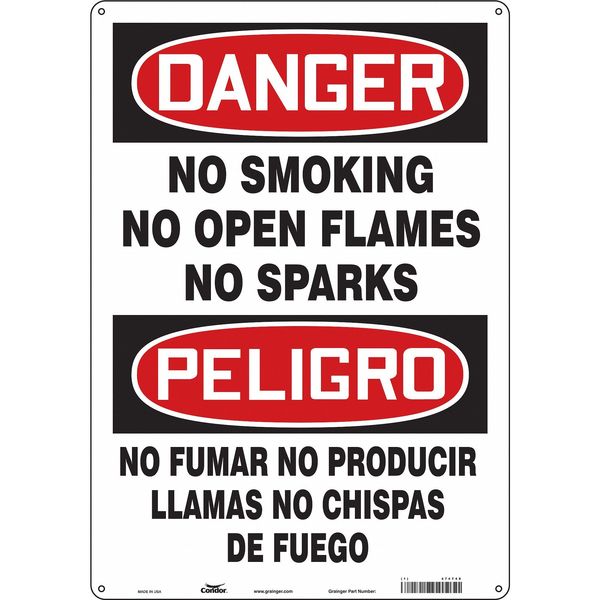 Safety Sign, 20 in H, 14 in W, Vertical Rectangle, English, Spanish, 474T48