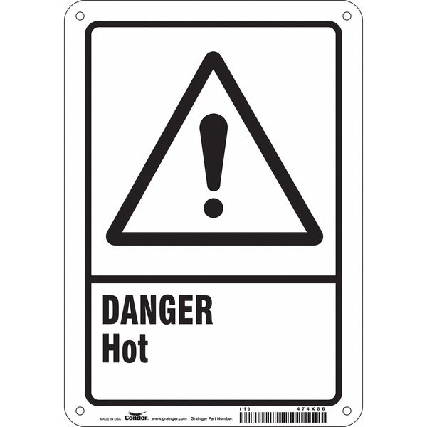 Safety Sign, 10 in Height, 7 in Width, Polyethylene, Horizontal Rectangle, English, 474X66