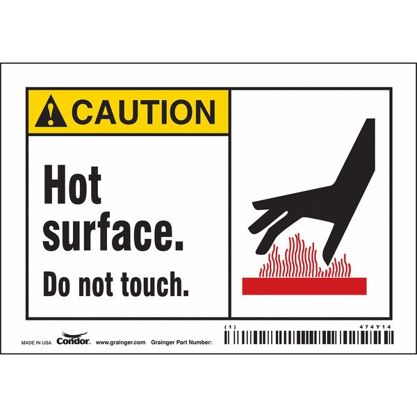 Danger Sign, 3 1/2 in H, 5 in W, Vinyl, Horizontal Rectangle, English, 474Y14