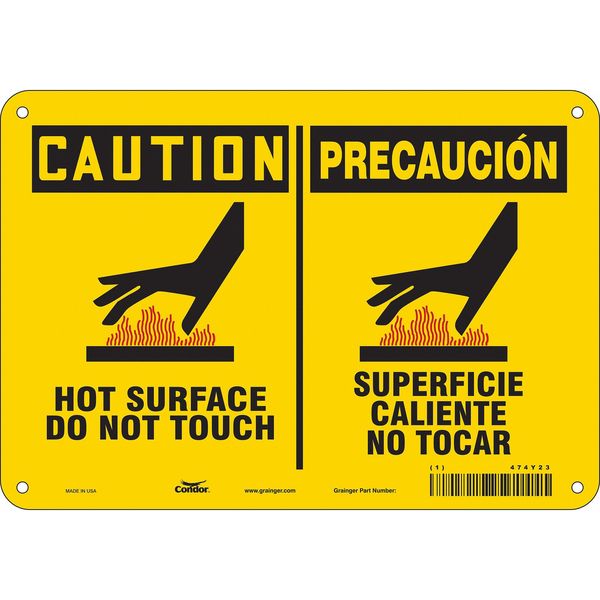 Danger Sign, 7 in H, 10 in W, Aluminum, Vertical Rectangle, English, Spanish, 474Y23