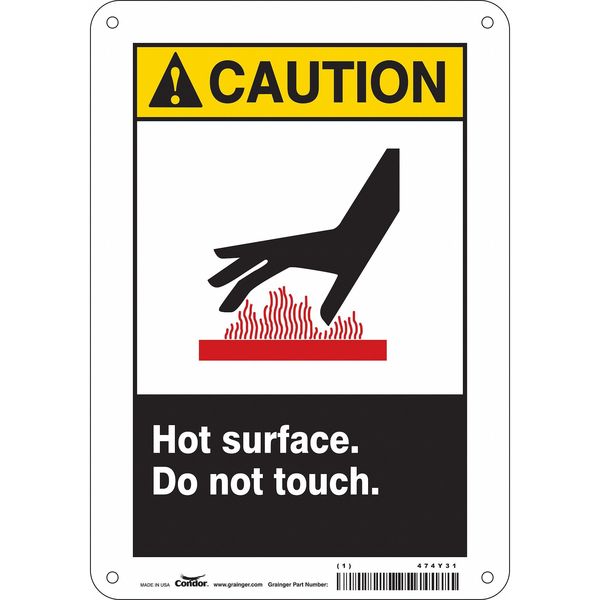 Danger Sign, 10 in H, 7 in W, Polyethylene, Horizontal Rectangle, English, 474Y31