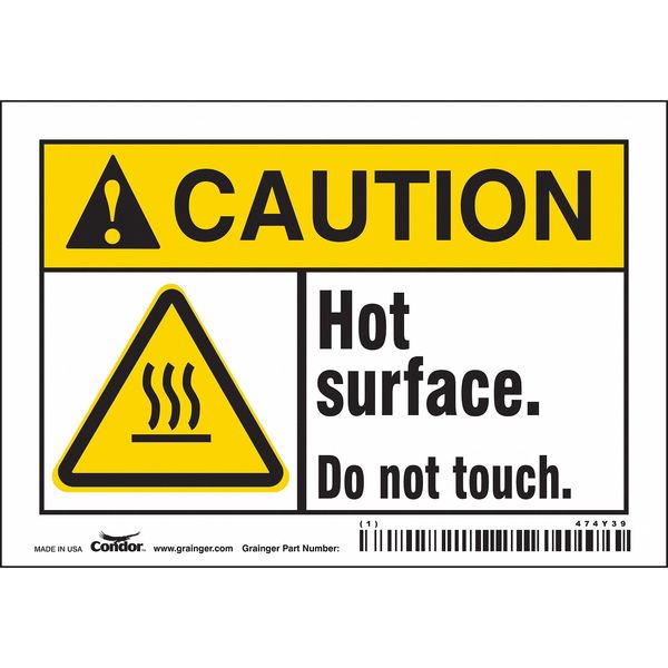 Danger Sign, 3 1/2 in H, 5 in W, Vinyl, Horizontal Rectangle, English, 474Y39
