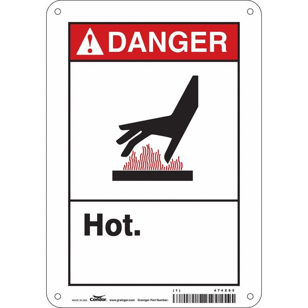 Safety Sign, 10 in Height, 7 in Width, Aluminum, Horizontal Rectangle, English, 474Z85
