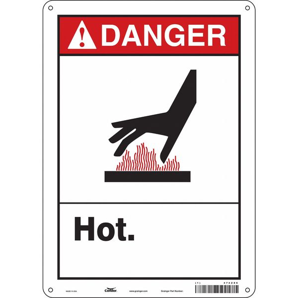Danger Sign, 14 in H, 10 in W, Aluminum, Vertical Rectangle, English, 474Z86