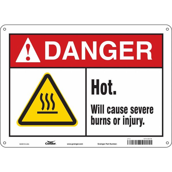 Safety Sign, 10 in Height, 14 in Width, Aluminum, Horizontal Rectangle, English, 474Z92