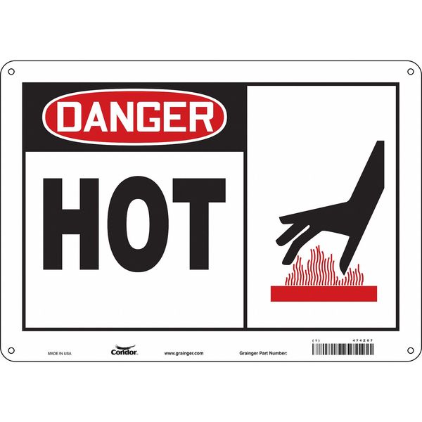 Danger Sign, 10 in H, 14 in W, Aluminum, Horizontal Rectangle, English, 474Z07
