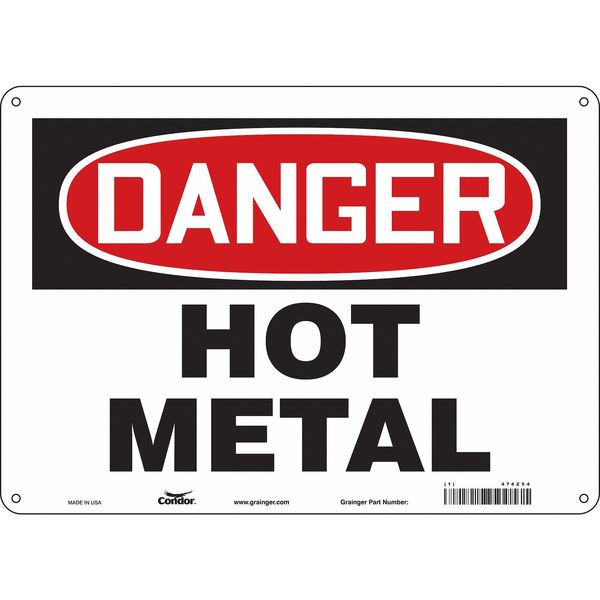 Danger Sign, 10 in H, 14 in W, Aluminum, Horizontal Rectangle, English, 474Z54