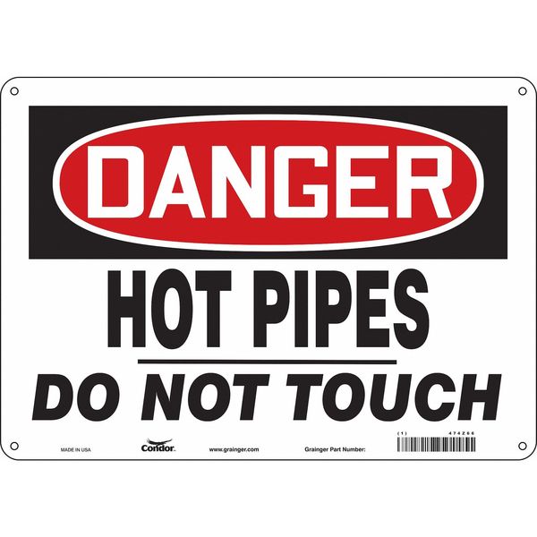 Danger Sign, 10 in H, 14 in W, Aluminum, Horizontal Rectangle, English, 474Z66