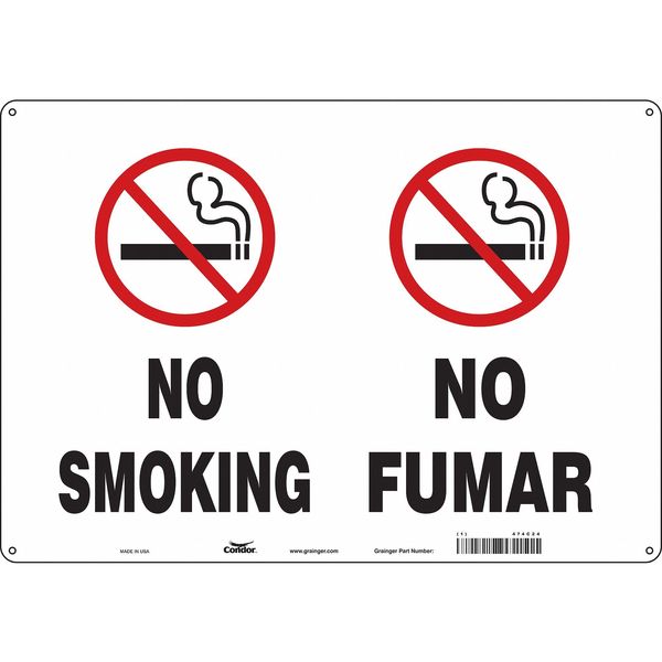 Safety Sign, 14 in Height, 20 in Width, Aluminum, Horizontal Rectangle, English, Spanish