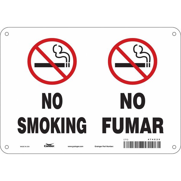 Safety Sign, 7 in Height, 10 in Width, Fiberglass, Vertical Rectangle, English, Spanish