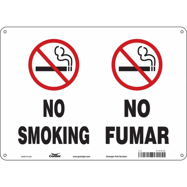 Safety Sign, 10 in Height, 14 in Width, Fiberglass, Horizontal Rectangle, English, Spanish