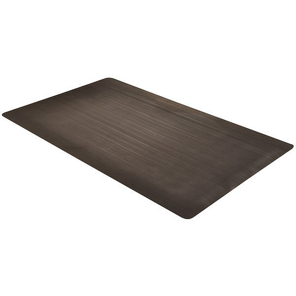 Antifatigue Runner, Black, 75 ft. L x 3 ft. W, Vinyl, Corrugated Surface Pattern, 1/2