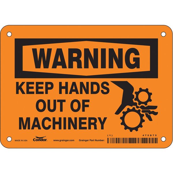 Safety Sign, 5 in Height, 7 in Width, Aluminum, Horizontal Rectangle, English
