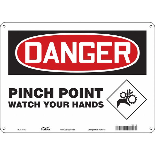 Safety Sign, 10 in Height, 14 in Width, Aluminum, Horizontal Rectangle, English, 475D02