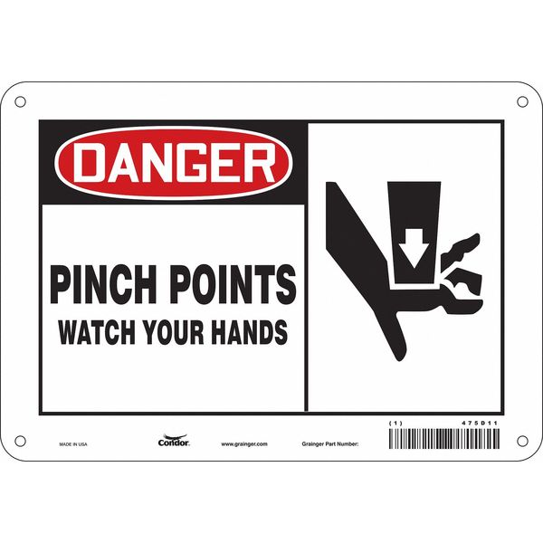 Safety Sign, 7 in Height, 10 in Width, Aluminum, Vertical Rectangle, English, 475D11