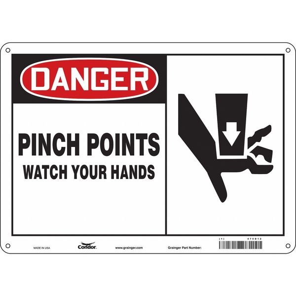Safety Sign, 10 in Height, 14 in Width, Aluminum, Horizontal Rectangle, English, 475D12