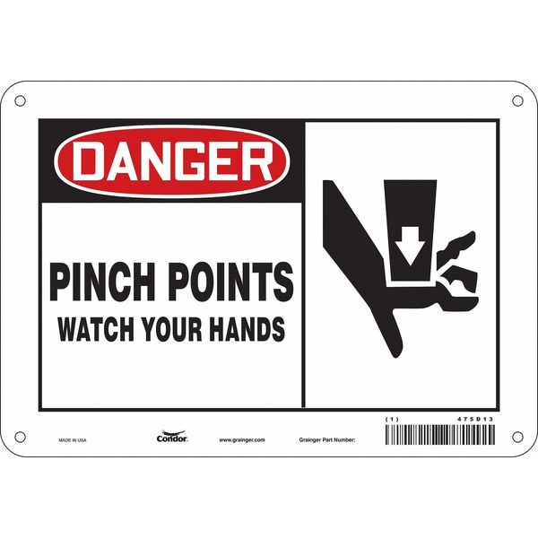 Safety Sign, 7 in Height, 10 in Width, Polyethylene, Vertical Rectangle, English, 475D13