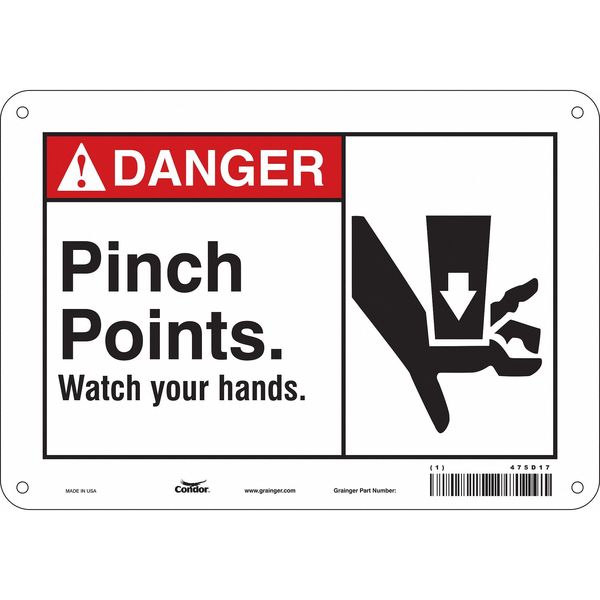 Safety Sign, 7 in Height, 10 in Width, Aluminum, Vertical Rectangle, English, 475D17