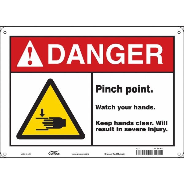 Safety Sign, 10 in Height, 14 in Width, Aluminum, Horizontal Rectangle, English, 475D34
