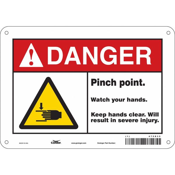 Safety Sign, 7 in Height, 10 in Width, Polyethylene, Vertical Rectangle, English, 475D35