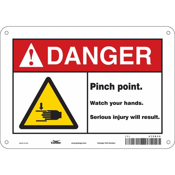 Safety Sign, 7 in Height, 10 in Width, Aluminum, Vertical Rectangle, English, 475D39