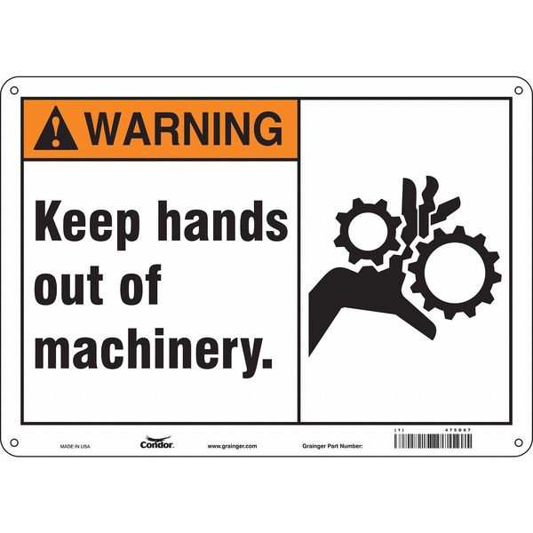Safety Sign, 10 in Height, 14 in Width, Aluminum, Horizontal Rectangle, English, 475D67