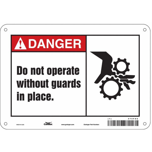 Safety Sign, 7 in Height, 10 in Width, Aluminum, Vertical Rectangle, English, 475F86