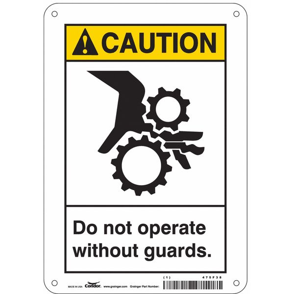 Safety Sign, 10 in Height, 7 in Width, Aluminum, Horizontal Rectangle, English, 475F38